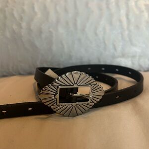 BNWT Black Leather Lucky Brand Belt with Silver Buckle